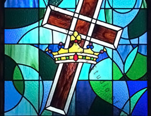 Stained Glass Cross and Crown Church Window