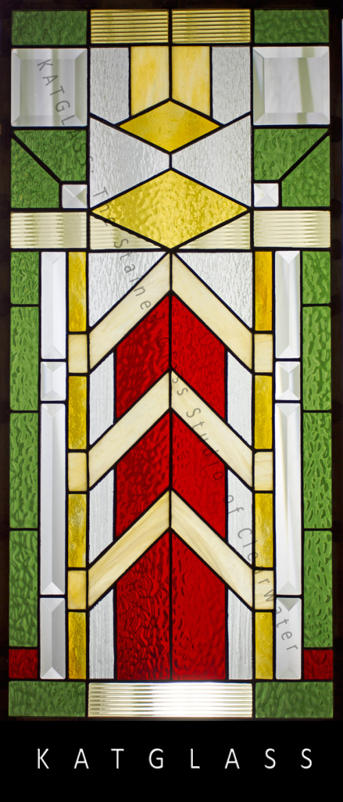 Frank Loyd Wright Inspired Stained Glass Window Panel