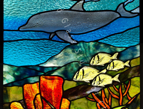 Coral Reef Dolphin Stained Glass Door Clearwater Beach Florida