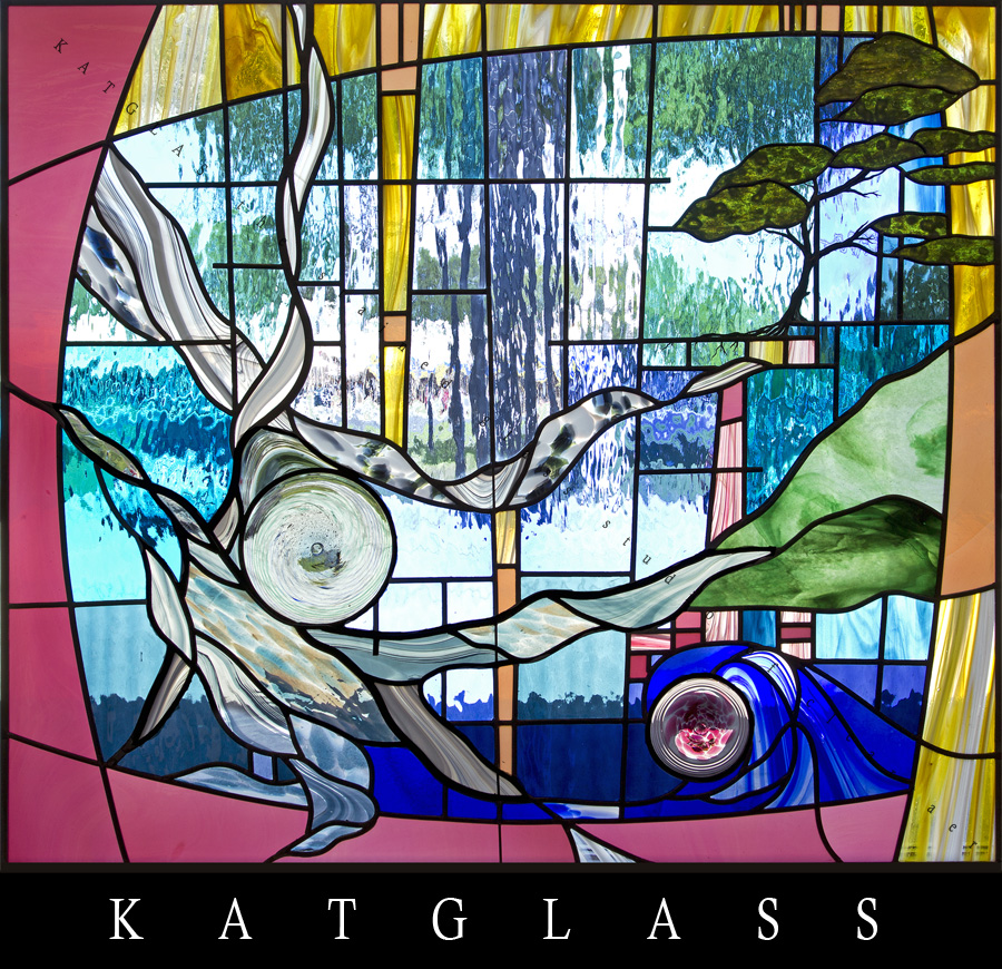 earth wind and water california contemporary stained glass window